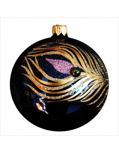 Pallina di Natale, Sfera di Vetro, 8 Cm, Blu Notte con Decorazione, Assortite Pallina di Natale, Sfera di Vetro, 8 Cm, Blu Notte con Decorazione, Assortite