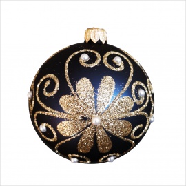 Pallina di Natale, Sfera in Velluto Rosso con Pois Bianco, 8 cm