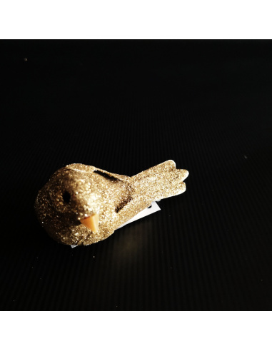 Uccellino con Clip, Glitter Rosso, 10 cm