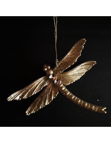 Farfalla con Gemma, Acrilico, Glitter Oro, 10 cm