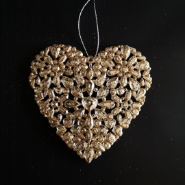 Borsetta a Fiori, Acrilico, Glitter Champagne, 10 cm