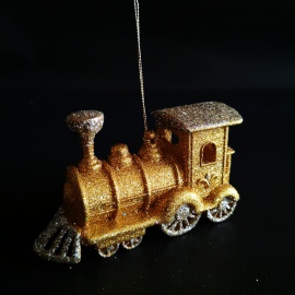 Carrozza Zucca, Acrilico, Glitter Oro/Arancio, 12 cm