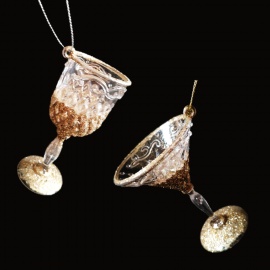 Fiore con Gemma, Acrilico, Glitter Champagne, 11 cm, Assortito