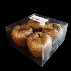 Tripla Stella a 6 punte, Acrilico, Glitter Bianco/Arancio, 12 cm