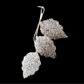 Foglia Bordi Seghettati in metallo, Argento con Decorazione, 13,5 cm