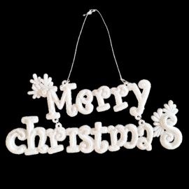 Scritta Merry Christmas, Acrilico, Glitter Argento, 19x9 cm