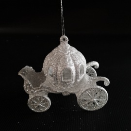 Carrozza Zucca, Acrilico, Glitter Oro/Arancio, 12 cm