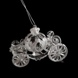 Carrozza Zucca, Acrilico, Glitter Argento, 12 cm