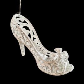 Scarpetta, Acrilico, Glitter Rosso/Oro, 10x7 cm