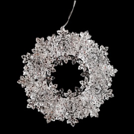 Corona di Fiori, Acrilico, Glitter Oro e Argento, 13,5 cm