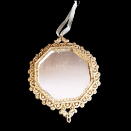 Cavallo a Dondolo, Acrilico, Glitter Oro, 11x12 cm