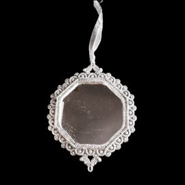 Specchietto esagonale, Acrilico, Glitter Champagne, 12x15 cm