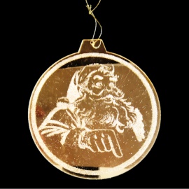 Disco con Babbo, Acrilico Trasparente, Bianco con Glitter, 15 cm