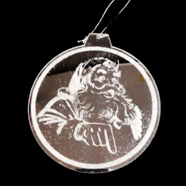 Disco con Babbo, Acrilico a Specchio, Oro con Glitter, 15 cm