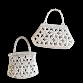 Borsetta a Fiori, Acrilico, Glitter Champagne, 10 cm, Assortito