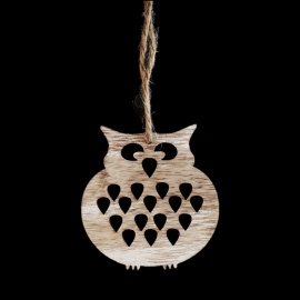 Civetta in Legno Sbiancato, 12 cm