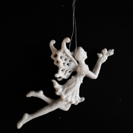 Fatina con Farfalla, Acrilico, Glitter Rosso, 15 cm