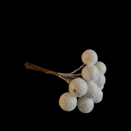 Fiore Natalizio, Mazzetto 10 Bacche Bianche Glitter 