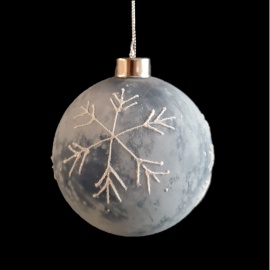 Pallina di Natale, Sfera di Vetro, 10 Cm, Azzurro Cielo con Decorazione, Assortite