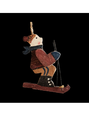 Sciatore in Legno e Pigna 10x9 cm