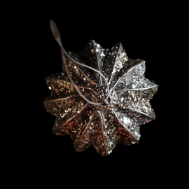 Pallina di Natale, Sfera a Spicche, Glitter Argento e Champagne, 10 cm 2