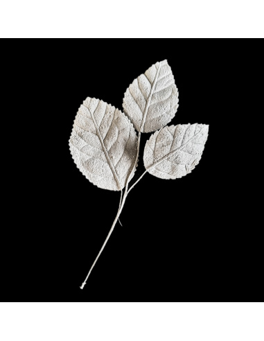 Ramo finto di Pianta Grassa, Bianco con Glitter, 26 cm
