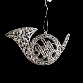 Violino, Acrilico, Glitter Argento, 17 cm