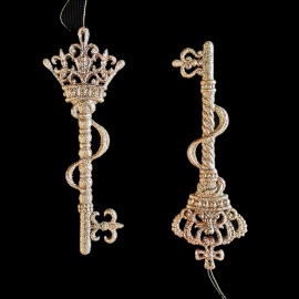 Chiave Regale, Acrilico Bianco, Glitter Bianco, 20 cm, Assortito