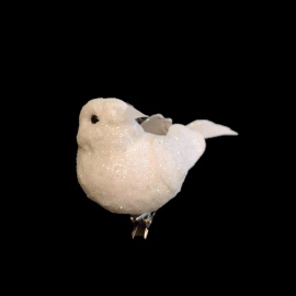 Uccellino con Clip, Bianco con Glitter, 12 cm 2