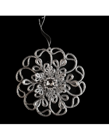 Fiore con Gemma, Acrilico, Glitter Champagne, 11 cm, Assortito