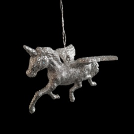 Unicorno, Acrilico, Glitter Oro, 10 cm