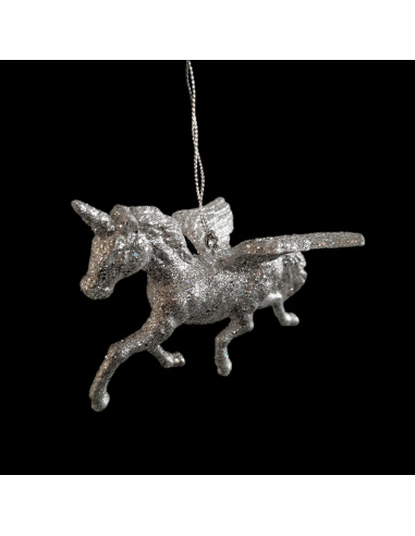 Unicorno, Acrilico, Glitter Oro, 10 cm