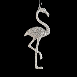 Fenicottero, Acrilico, Glitter Azzurro, 15 cm