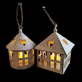 Lanterna Casetta in Metallo Bianco 9Cm Assortite