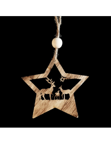 Stella con Personaggio, Legno, 11 cm, Assortita