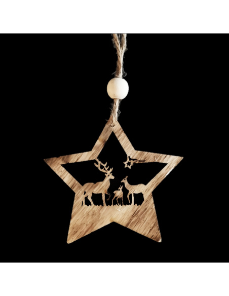 Stella con Personaggio, Legno, 11 cm, Assortita