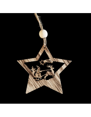 Stella con Personaggio, Legno, 10 cm,...