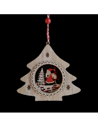 Ornamento con Paesaggio Renne, Legno, 10 cm, Assortita