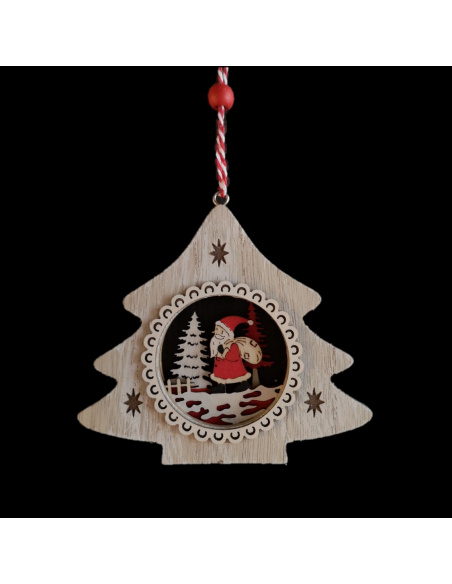 Ornamento con Paesaggio Renne, Legno, 10 cm, Assortita