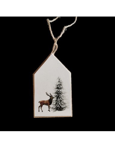 Ornamento con Paesaggio e Personaggio, Legno, 11 cm, Assortita