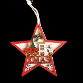 Ornamento con Paesaggio e Personaggio, Legno, 11 cm, Assortita 2