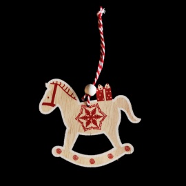 Ornamento XMAS con Paesaggio, Legno, 15 cm, Assortita 2