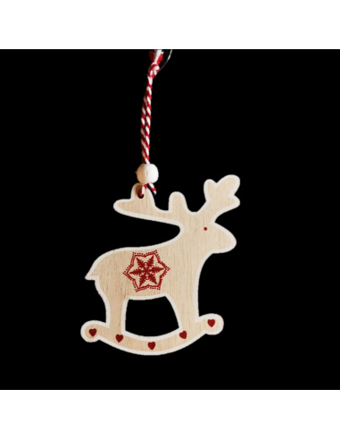 Ornamento Cavallo/Renna, Legno, 11...