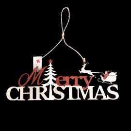 Fuoriporta in Legno, Scritta Merry Christmas, 29x13 cm, Assortito