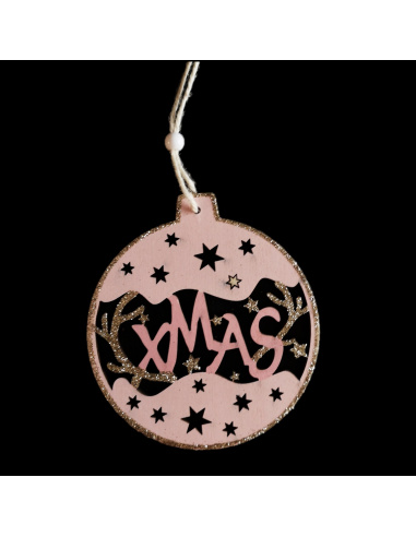 Formina con Paesaggio Natalizio, Legno Rosa e Bianco, 12 cm, Assortita