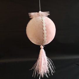 Pallina di Natale, Sfera Effetto Ghiacciato, Verde Salvia, Glitter Argento, 10 cm