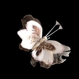 Farfalla con Clip, Tortora e Azzurra, Glitter Champagne, 13x9,5 cm