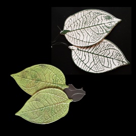 Coppia di Foglie metallica,...