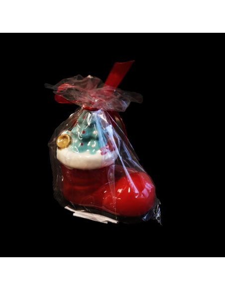 Candela Cilindro con Foglia, Bianco e Oro, 5,8x11,2 cm