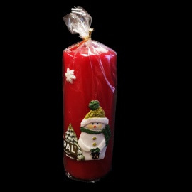 Candela Cilindro Rossa, Pupazzo e Albero, 6x11 cm